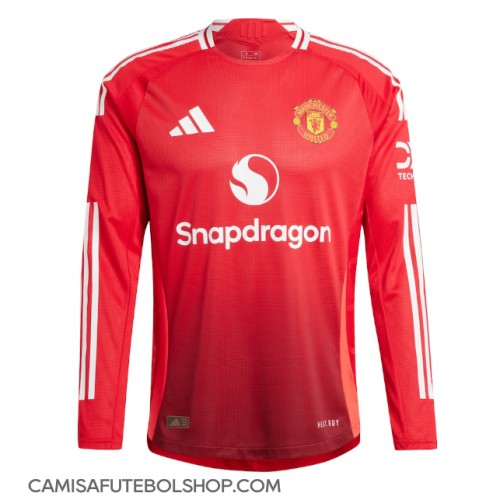 Camisa de time de futebol Manchester United Replicas 1º Equipamento 2024-25 Manga Comprida